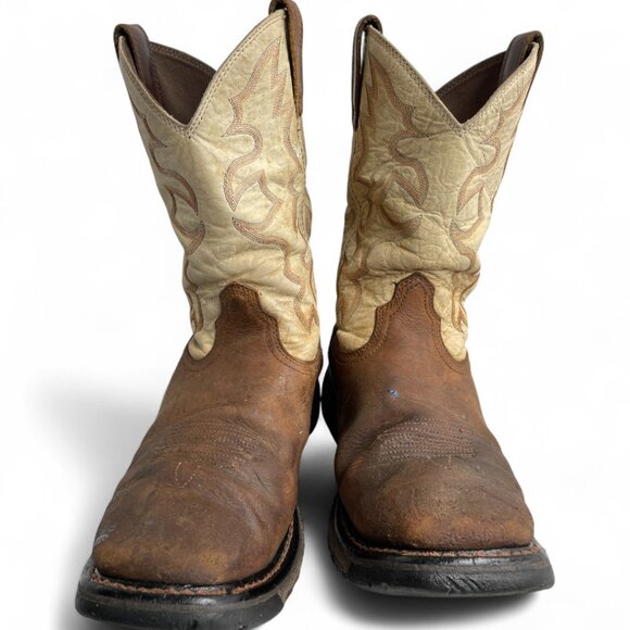 Ariat Square Toe Distressed Leather Western Cowboy Biker Work Boots Men's 12 D - Picture 3 of 13